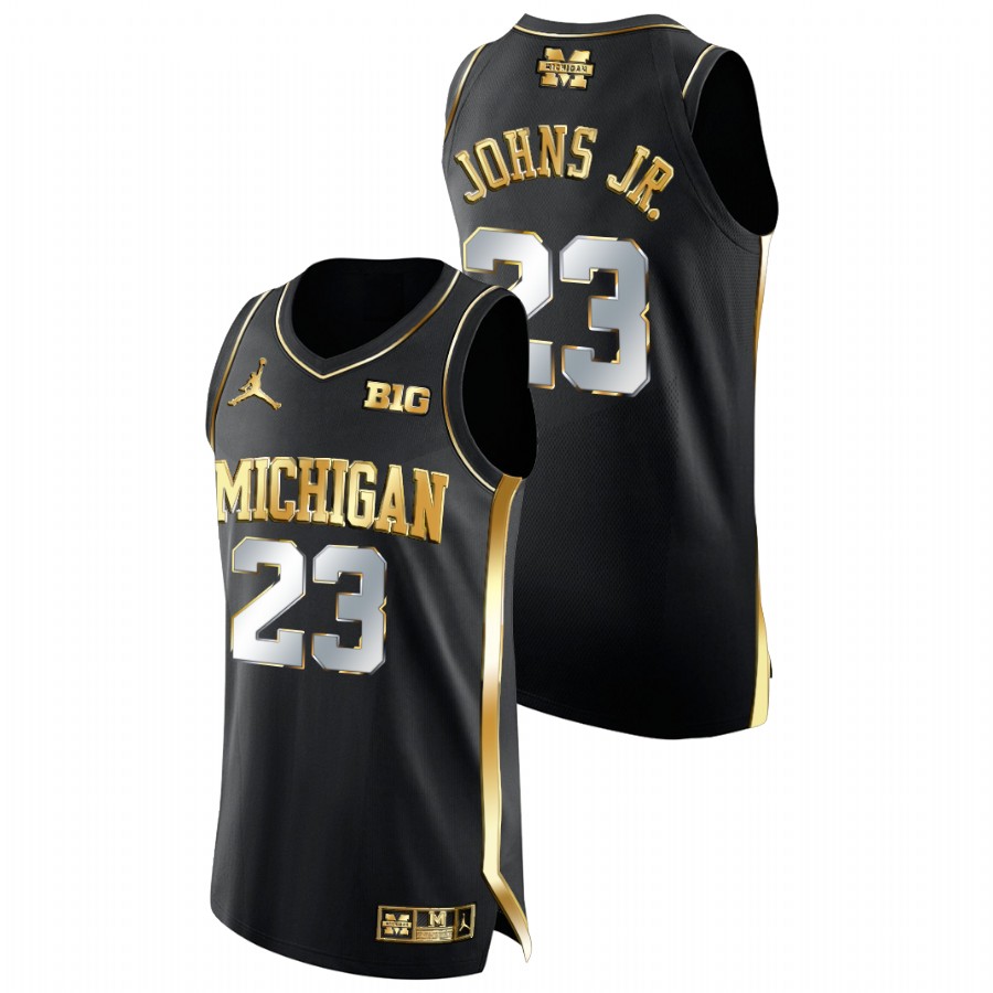 Men Michigan Wolverines Brandon Johns Jr. Golden Edition College Basketball Jersey Black