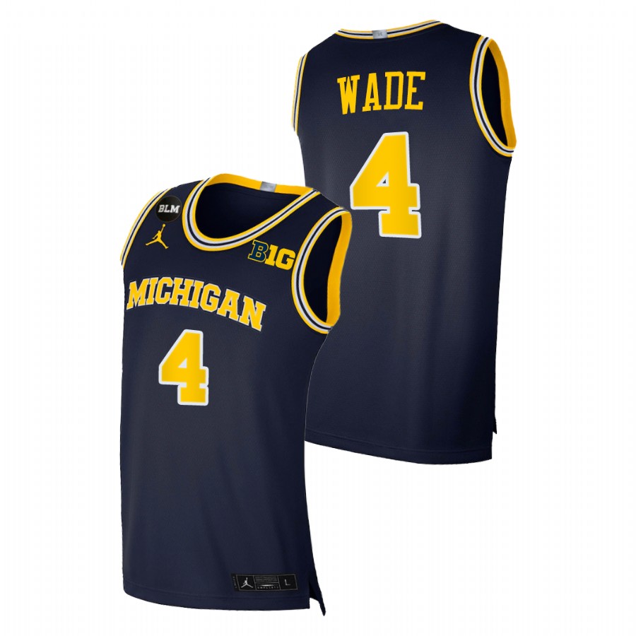 Men Michigan Wolverines Brandon Wade College Basketball BLM Jersey Navy