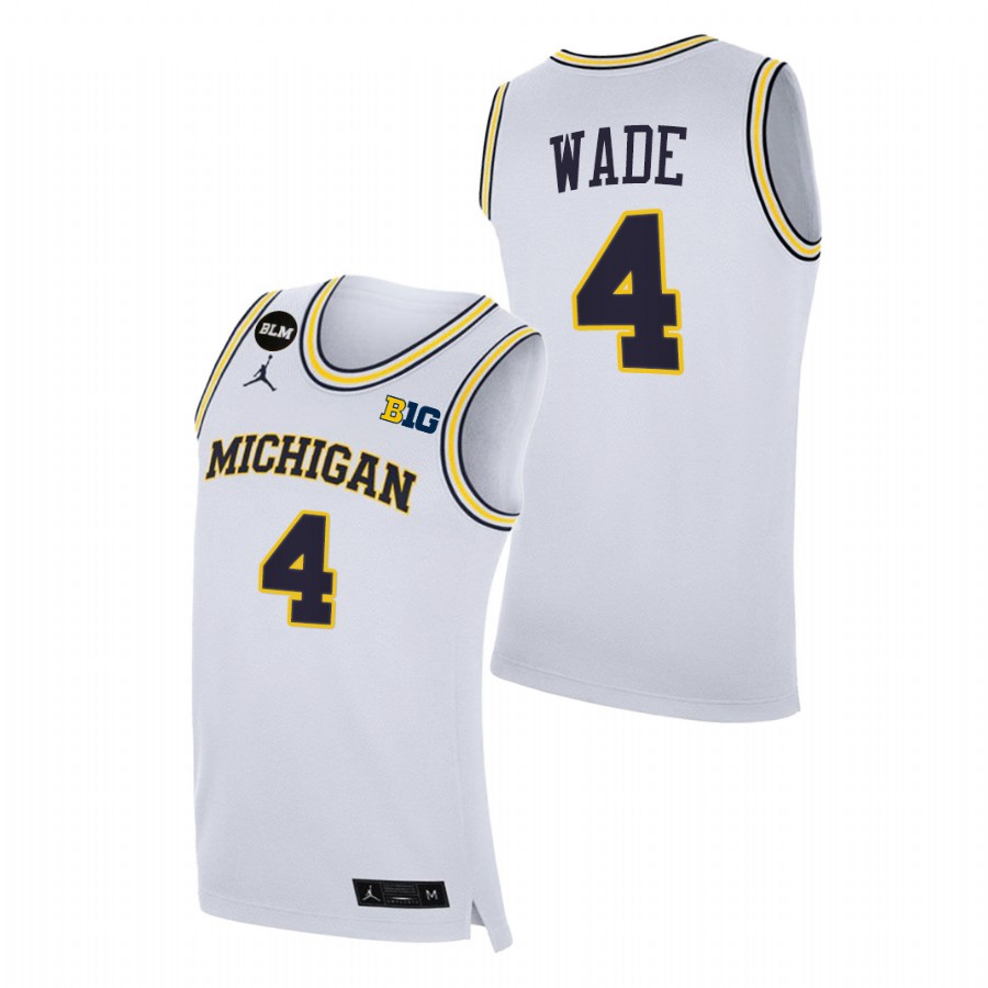 Men Michigan Wolverines Brandon Wade College Basketball BLM Jersey White