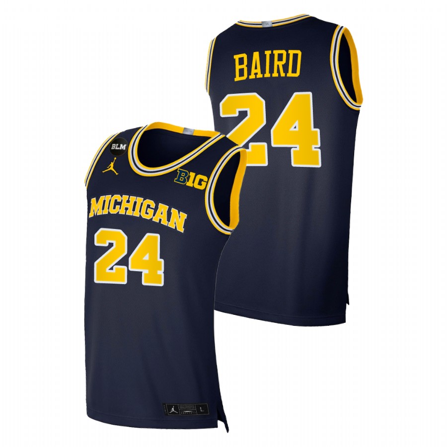 Men Michigan Wolverines C.J. Baird College Basketball BLM Jersey Navy