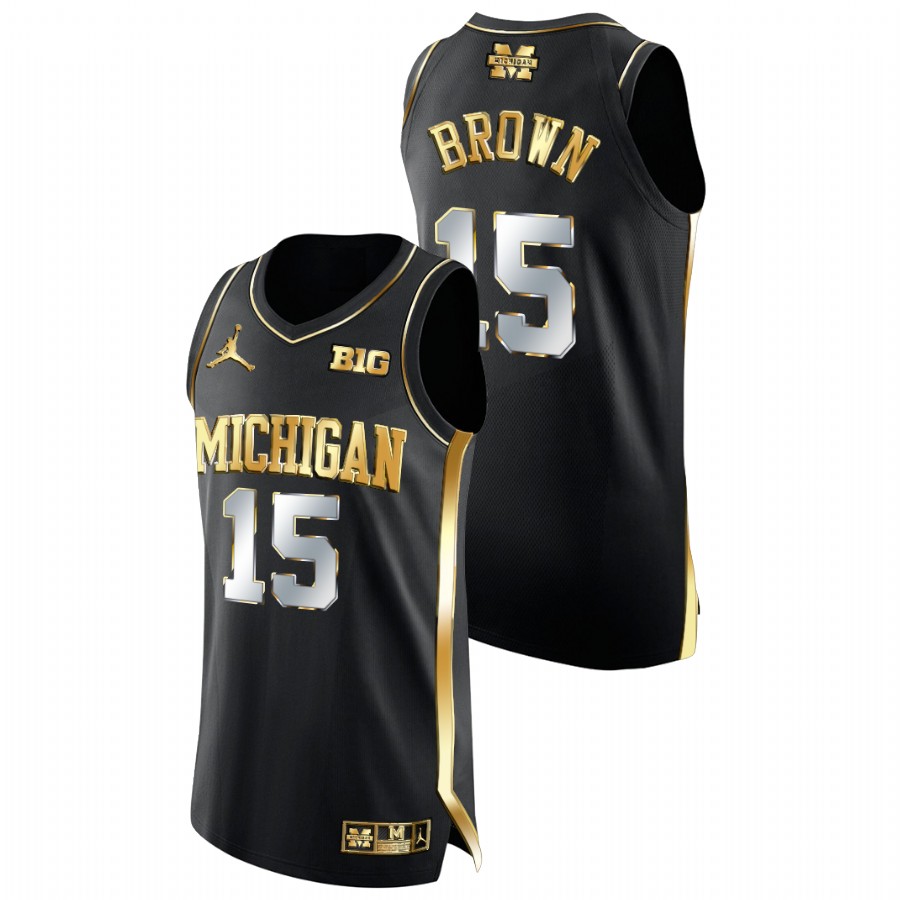 Men Michigan Wolverines Chaundee Brown Golden Edition College Basketball Jersey Black