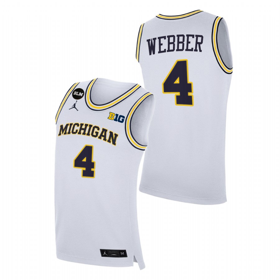 Men Michigan Wolverines Chris Webber College Basketball BLM Jersey White