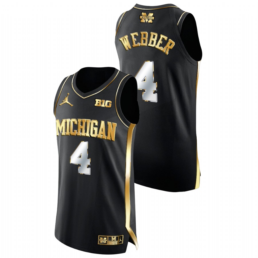 Men Michigan Wolverines Chris Webber Golden Edition College Basketball Jersey Black