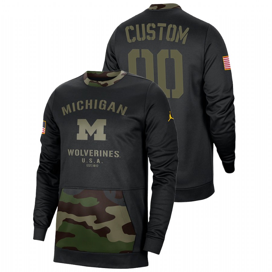 Men Michigan Wolverines Custom Camo Veterans Day 2021 Military Appreciation Pullover Sweatshirt 