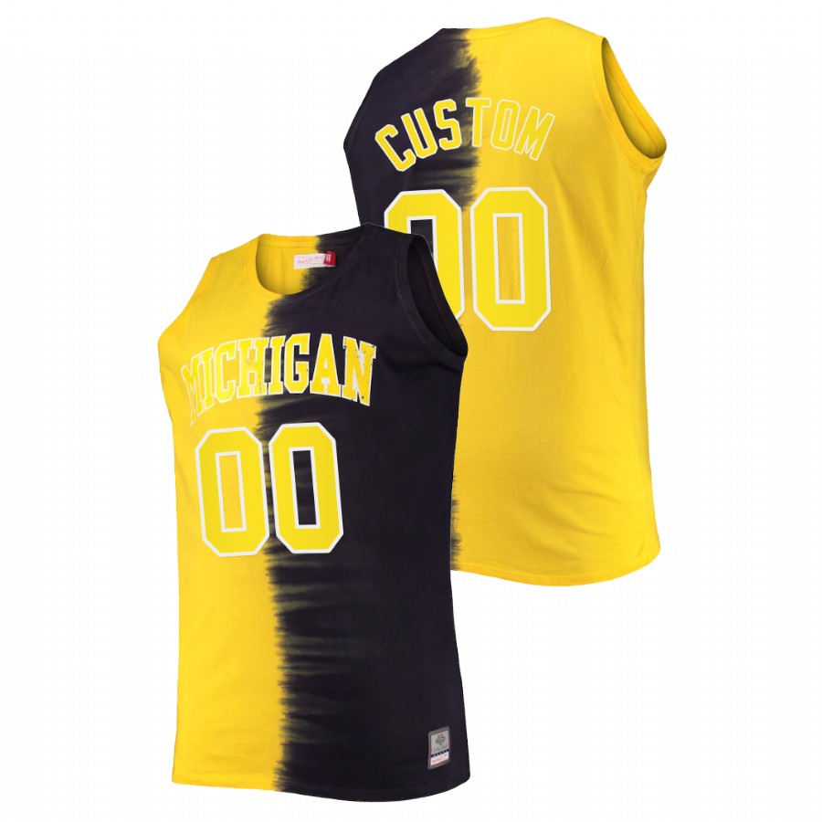 Men Michigan Wolverines Custom Color Crash Jersey Navy Maize 
