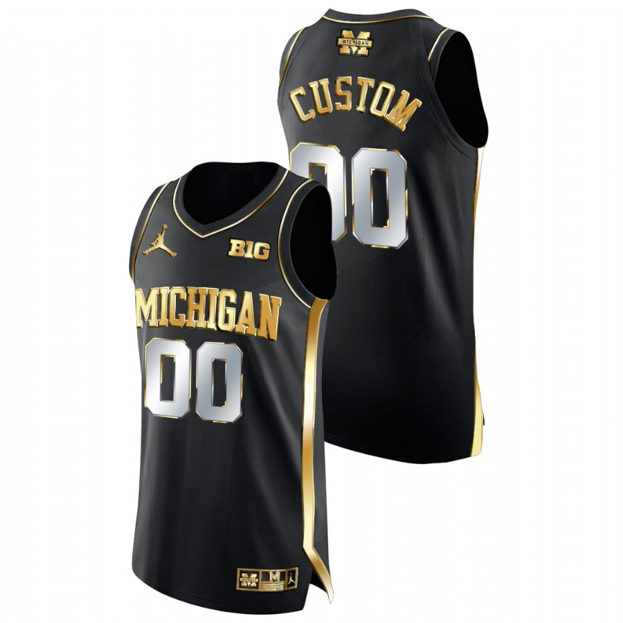 Men Michigan Wolverines Custom Golden Edition College Basketball Jersey Black