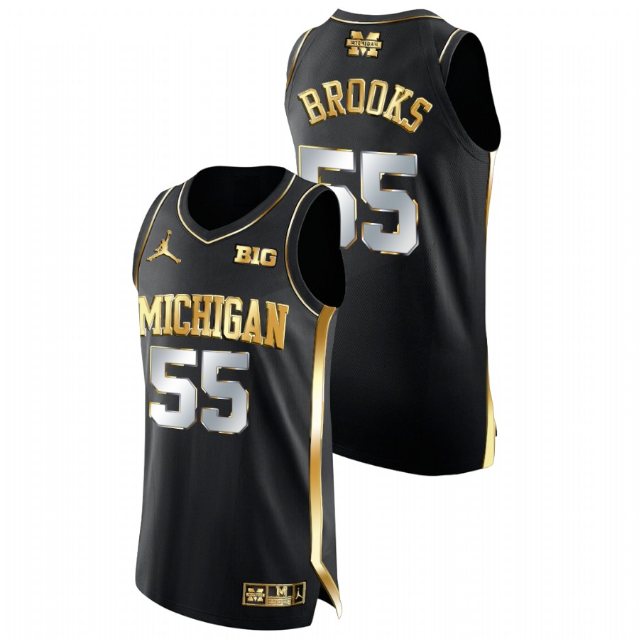 Men Michigan Wolverines Eli Brooks Golden Edition College Basketball Jersey Black