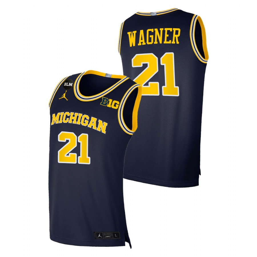 Men Michigan Wolverines Franz Wagner College Basketball BLM Jersey Navy