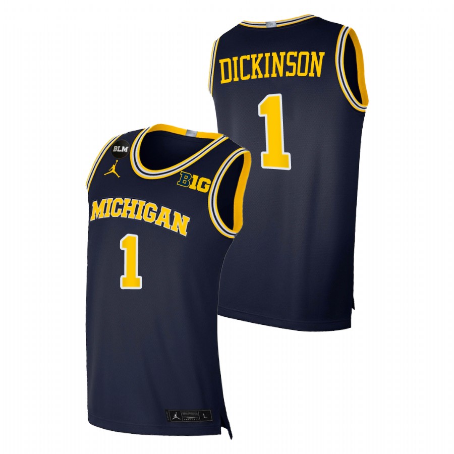 Men Michigan Wolverines Hunter Dickinson College Basketball BLM Jersey Navy