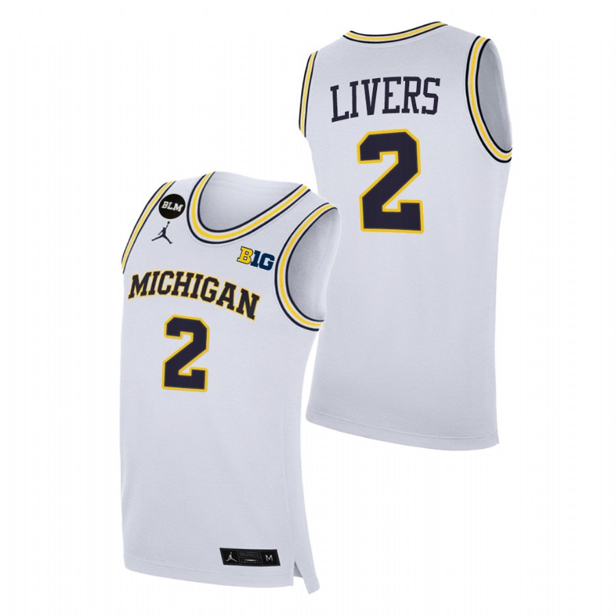 Men Michigan Wolverines Isaiah Livers College Basketball BLM Jersey White