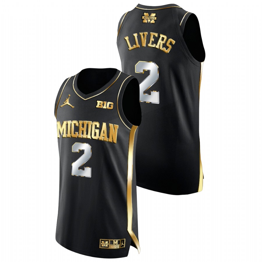 Men Michigan Wolverines Isaiah Livers Golden Edition College Basketball Jersey Black