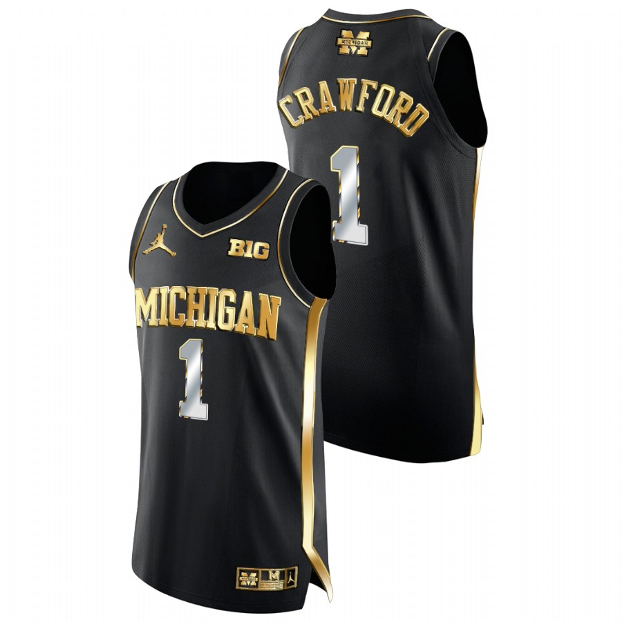 Men Michigan Wolverines Jamal Crawford Golden Edition College Basketball Jersey Black