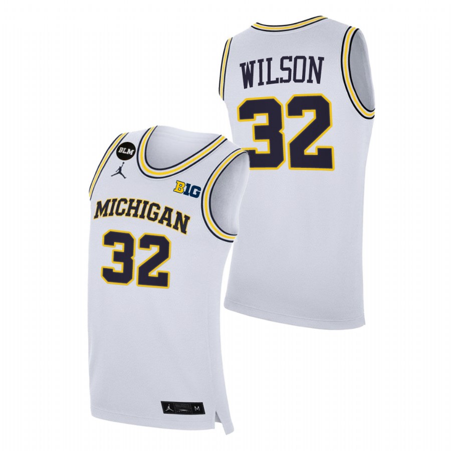 Men Michigan Wolverines Luke Wilson College Basketball BLM Jersey White