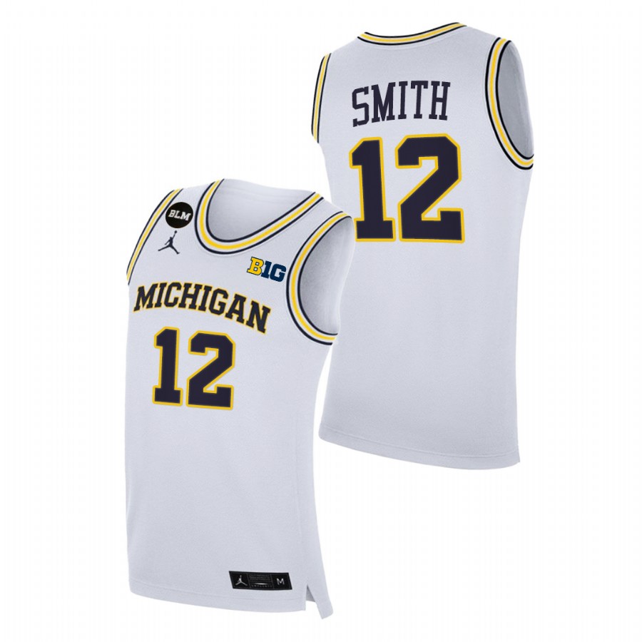Men Michigan Wolverines Mike Smith College Basketball BLM Jersey White