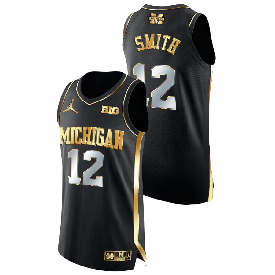 Men Michigan Wolverines Mike Smith Golden Edition College Basketball Jersey Black