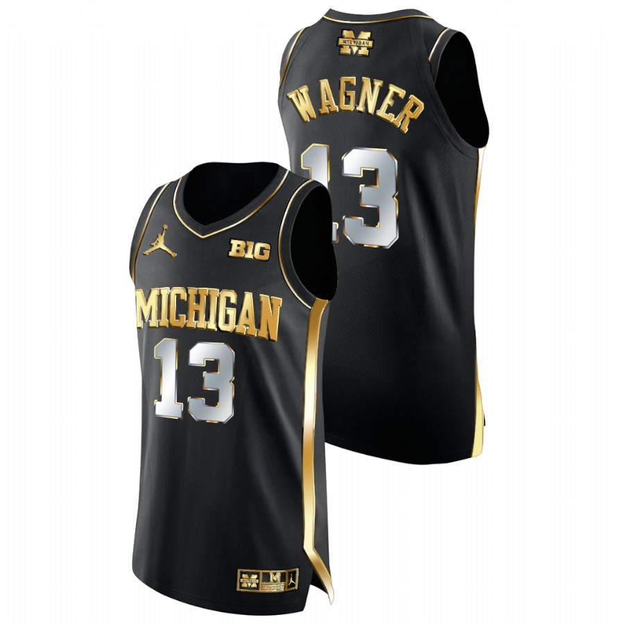 Men Michigan Wolverines Moritz Wagner Golden Edition College Basketball Jersey Black