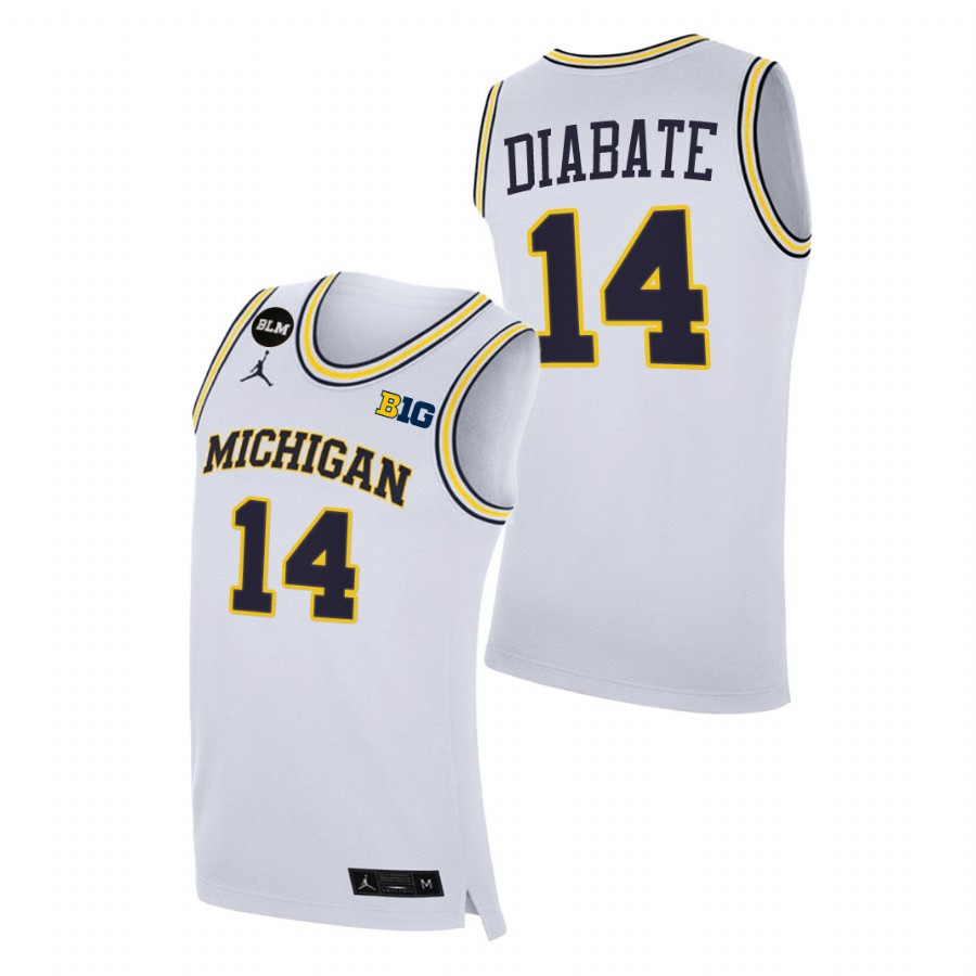Men Michigan Wolverines Moussa Diabate 2022-23 Jersey White