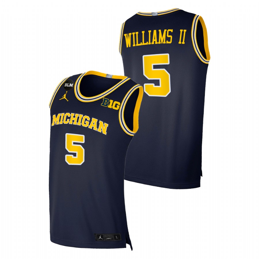 Men Michigan Wolverines Terrance Williams II College Basketball BLM Jersey Navy