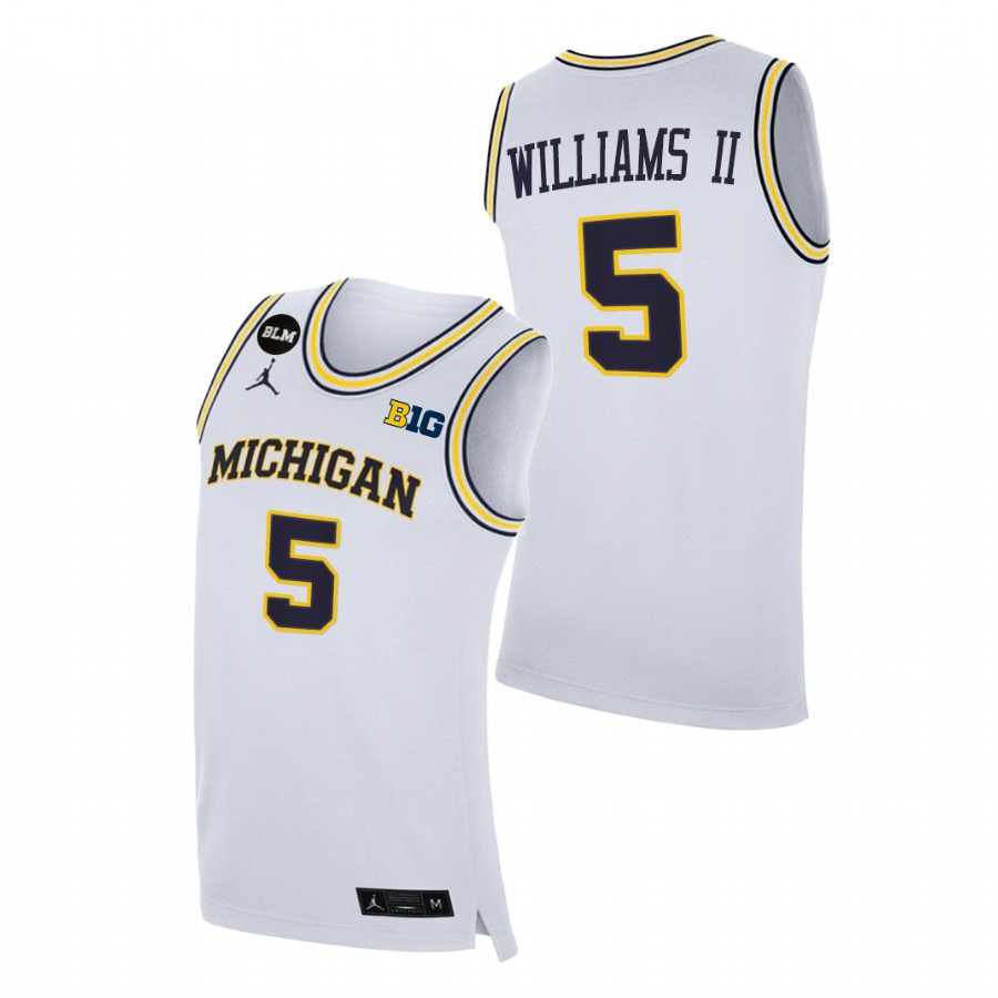 Men Michigan Wolverines Terrance Williams II College Basketball BLM Jersey White