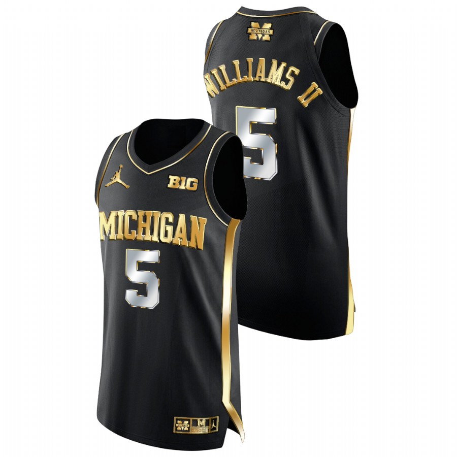 Men Michigan Wolverines Terrance Williams II Golden Edition College Basketball Jersey Black
