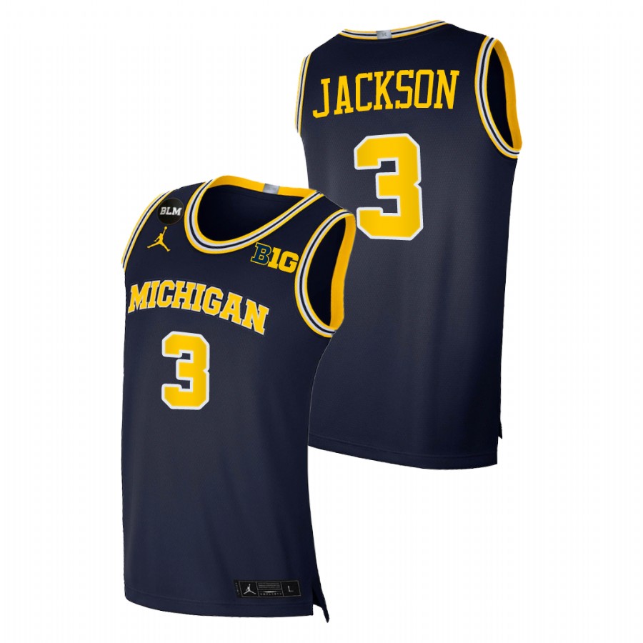 Men Michigan Wolverines Zeb Jackson College Basketball BLM Jersey Navy