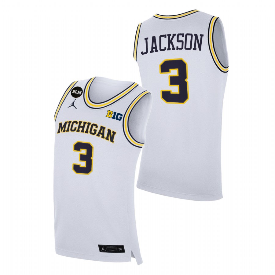 Men Michigan Wolverines Zeb Jackson College Basketball BLM Jersey White