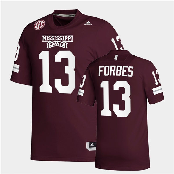 Men Mississippi State Bulldogs #13 Emmanuel Forbes adidas Maroon College Football Game Jersey