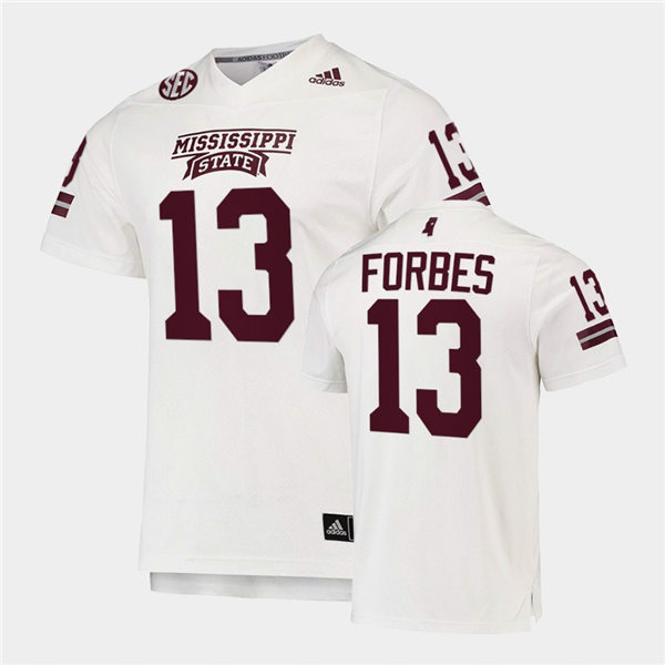 Men Mississippi State Bulldogs #13 Emmanuel Forbes adidas White College Football Game Jersey