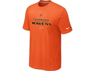 Men NEW Baltimore Ravens 2012 AFC Conference Champions Trophy Collection Long Orange T-Shirt