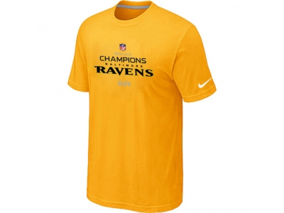 Men NEW Baltimore Ravens 2012 AFC Conference Champions Trophy Collection Long Yellow T-Shirt