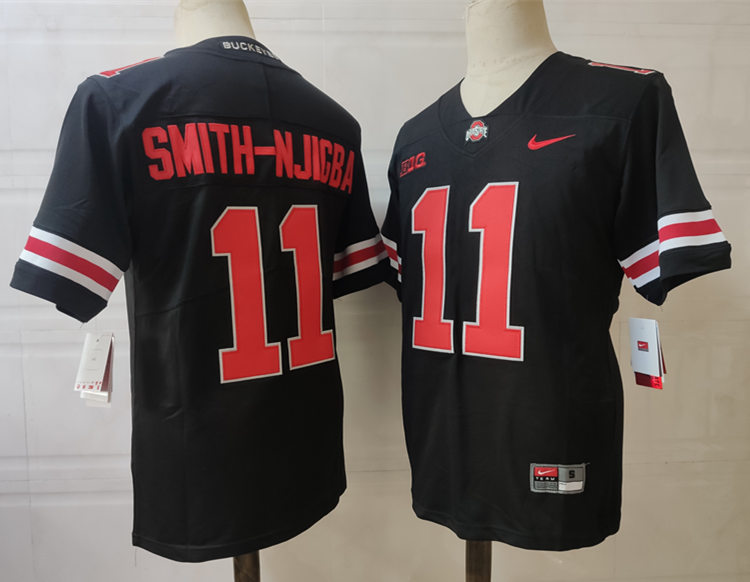 Men Ohio State Buckeyes #11 Jaxon Smith-Njigba Nike Blackout College Football Game Jersey 