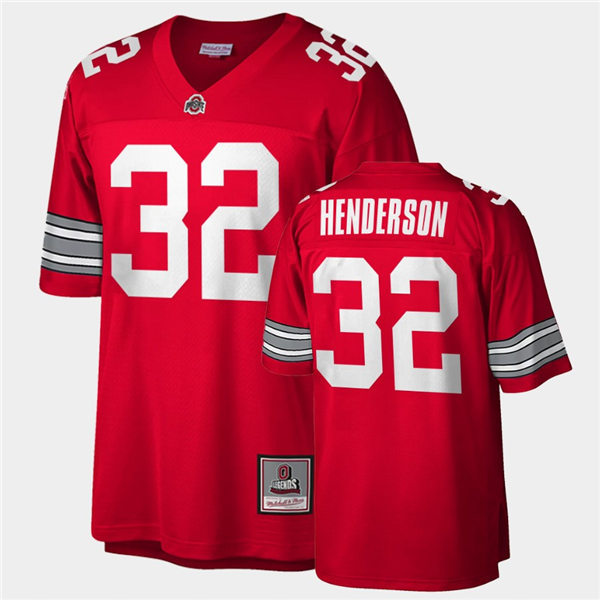 Men Ohio State Buckeyes #32 TreVeyon Henderson Scarlet Throwback Football Jersey