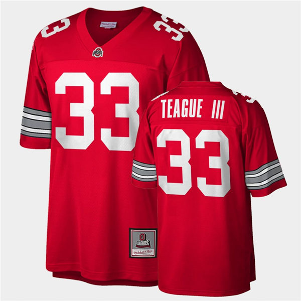 Men Ohio State Buckeyes #33 Master Teague III Scarlet Throwback Football Jersey