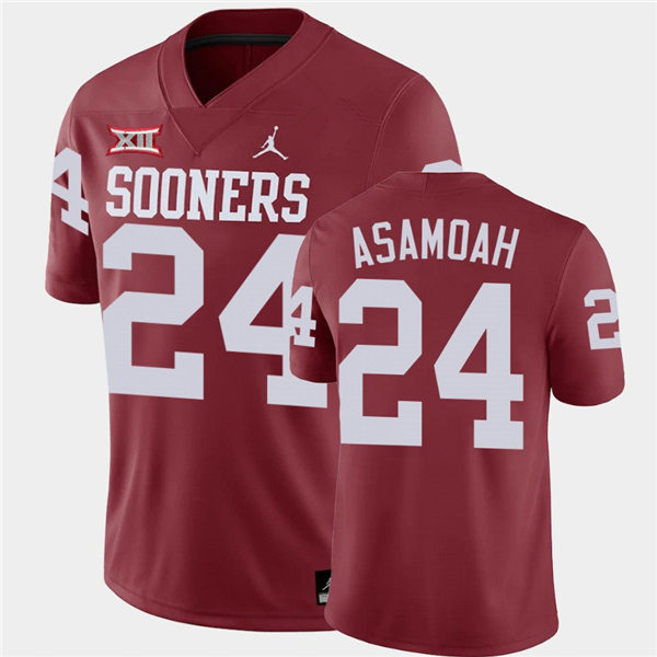 Men Oklahoma Sooners #24 Brian Asamoah II Crimson Jordan College Football Game Jersey