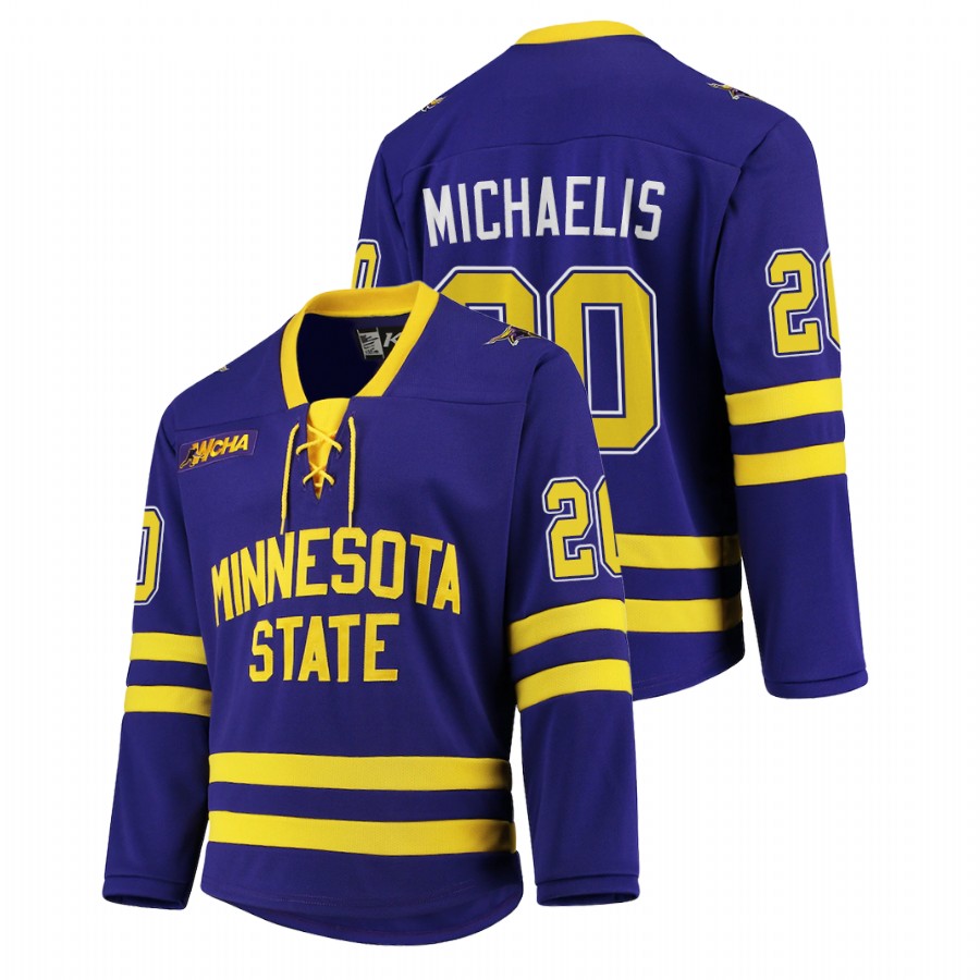 Men Purple Minnesota State Mavericks Marc Michaelis College Hockey Replica Jersey