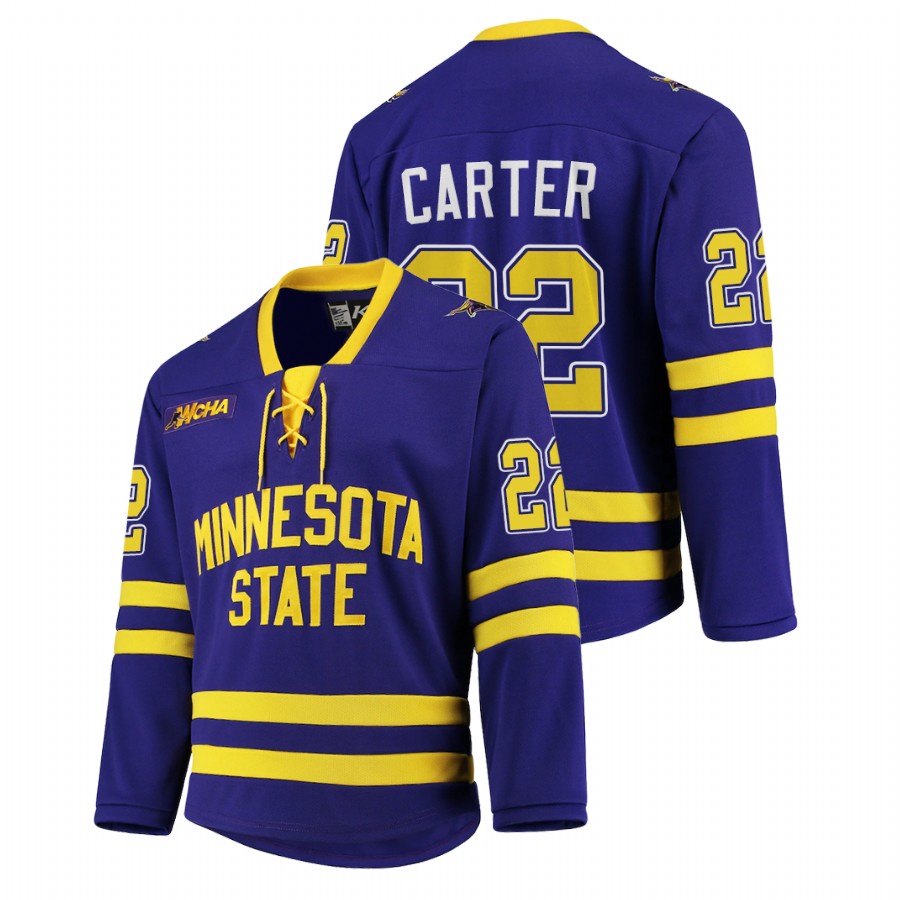 Men Purple Minnesota State Mavericks Ryan Carter College Hockey Replica Jersey
