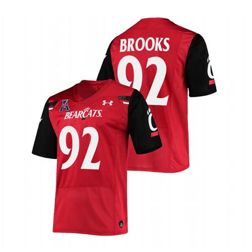 Men Red Cincinnati Bearcats Curtis Brooks The American Patch Premier Football Jersey