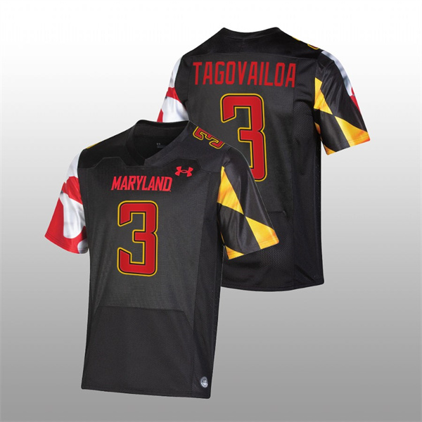Men Taulia Tagovailoa College Football Maryland Terrapins 2022-23 Jersey Black Replica Men's Jersey Maryland Terrapins Taulia Tagovailoa College Football Jersey Black Men