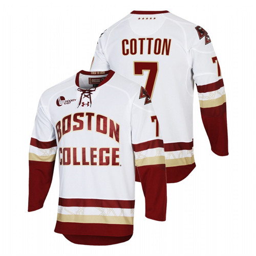 Men White Boston College Eagles David Cotton College Hockey Replica Jersey