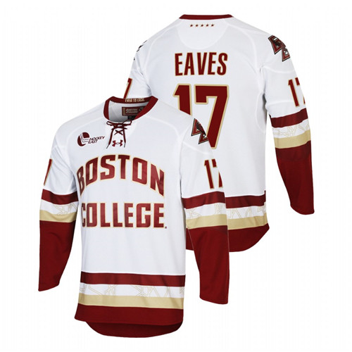 Men White Boston College Eagles Patrick Eaves College Hockey Replica Jersey