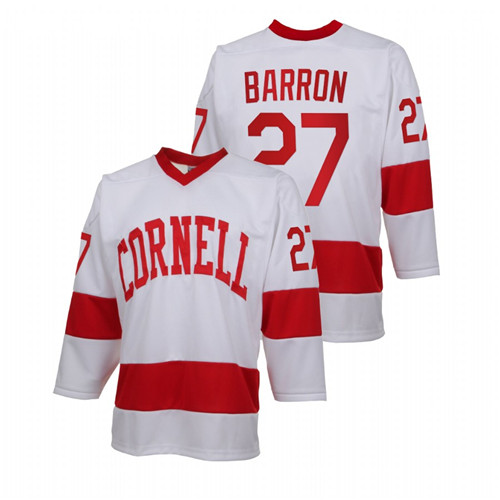Men White Cornell Big Red Morgan Barron College Hockey Replica Jersey