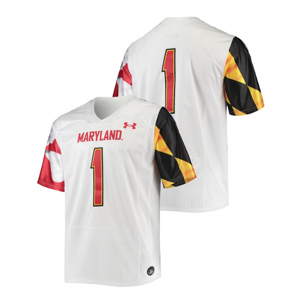 Men White Maryland Terrapins Custom College Football Premier Jersey Men's Jersey Maryland Terrapins Custom College Football Premier White Jersey