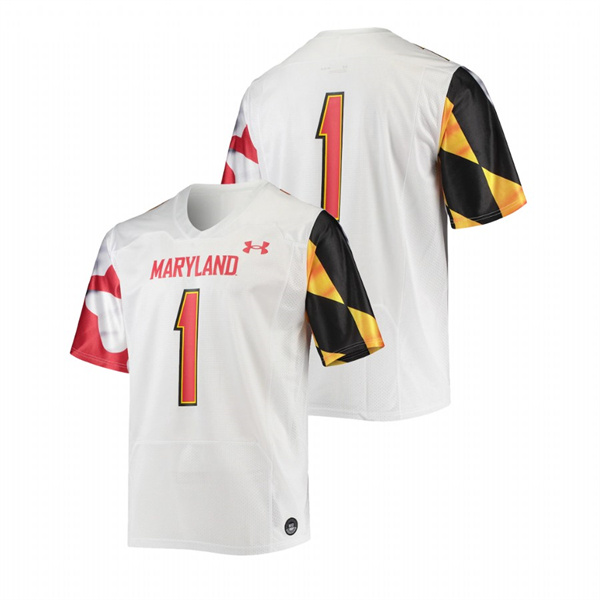 Men White Maryland Terrapins Custom College Football Replica Jersey Men's Jersey Maryland Terrapins Custom College Football Replica White Jersey