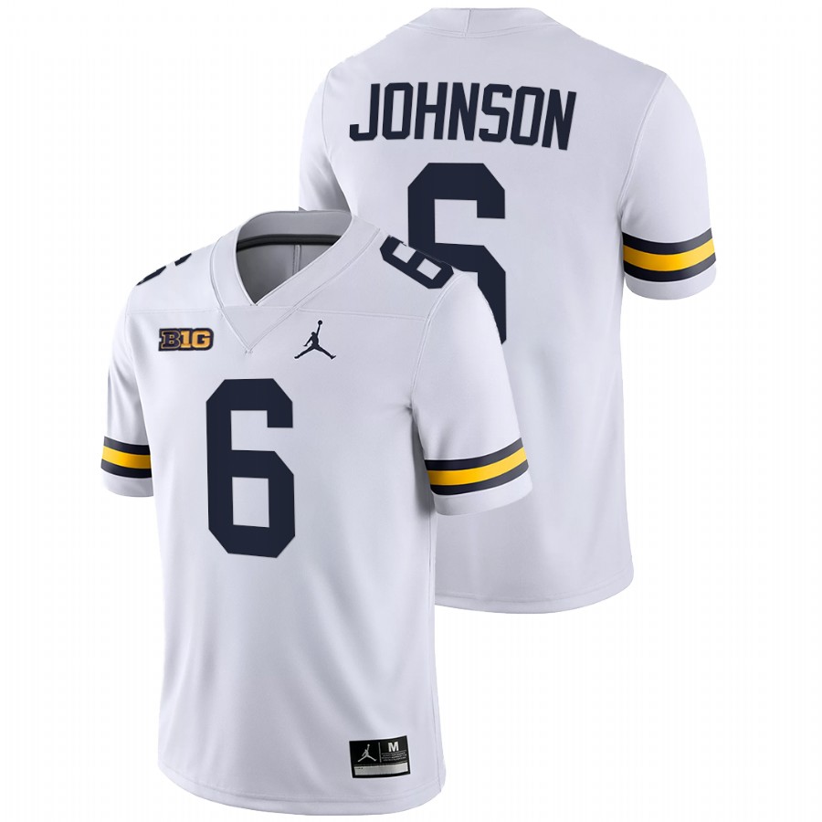 Men White Michigan Wolverines Cornelius Johnson College Football Game Jersey