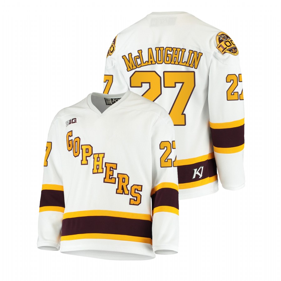 Men White Minnesota Golden Gophers Blake McLaughlin 100th Season College Hockey Jersey