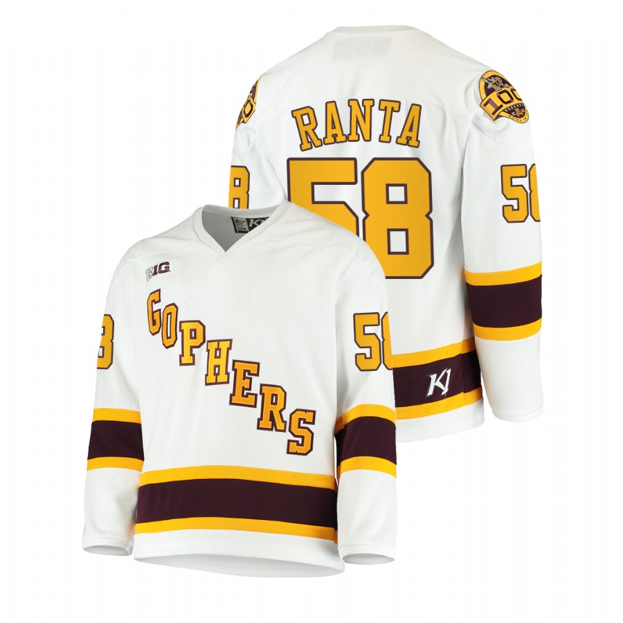 Men White Minnesota Golden Gophers Sampo Ranta 100th Season College Hockey Jersey