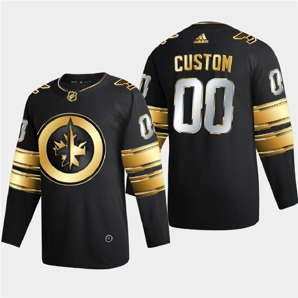 Men Winnipeg Jets Custom 2020-21 adidas Black Golden Edition Limited Authentic Jersey Stitched