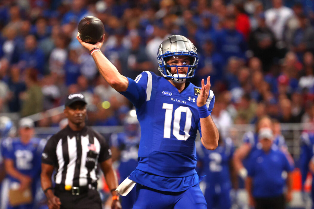 Men Youth UFL St. Louis BattleHawks  #10 A.J. McCarron   stitched Home Blue football Jersey