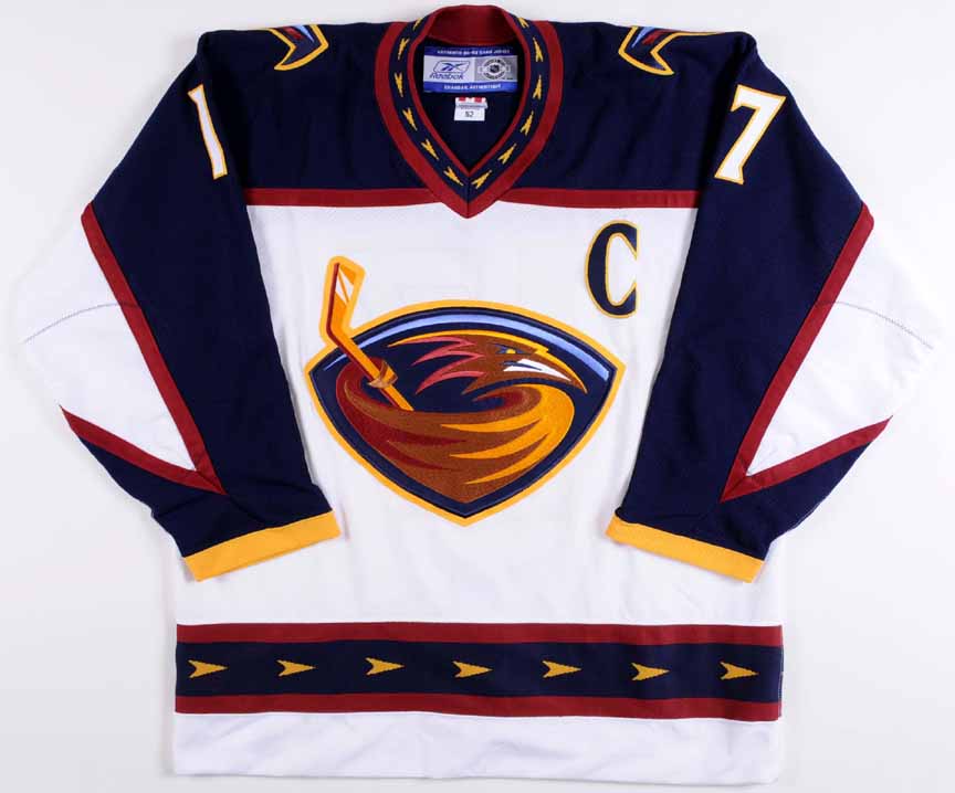 Menв??s Atlanta Thrashers Custom White Game Worn CCM Vintage Jersey Stitched