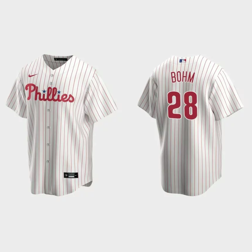 Men’s #28 Alec Bohm Philadelphia Phillies 2020 Home Replica Team Jersey – White